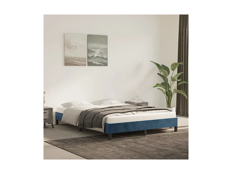 Cama 140x200 cm veludo azul-escuro PT154751
