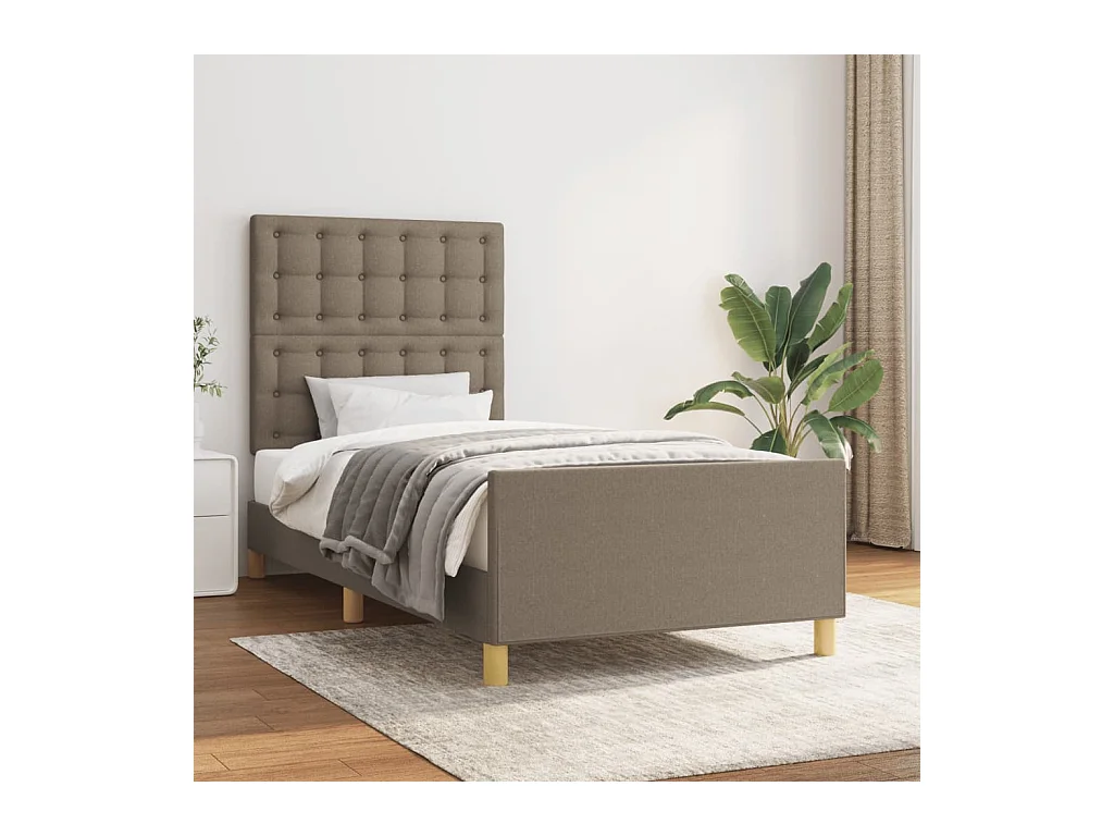 Lit-90x190 cm avec tête de lit Taupe Tissu EGGB69155