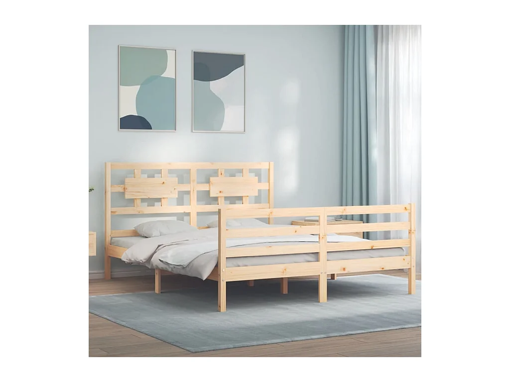 Lit-160x200 cm avec tête de lit bois massif EGGB62565