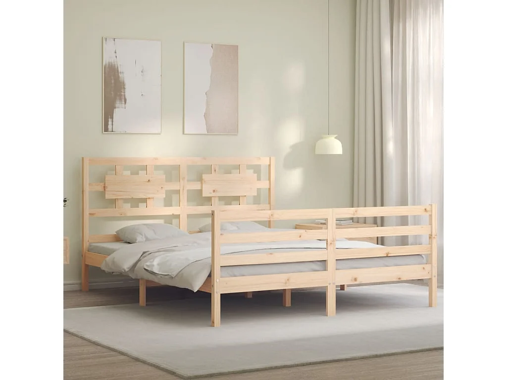 Lit-160x200 cm avec tête de lit bois massif EGGB62565