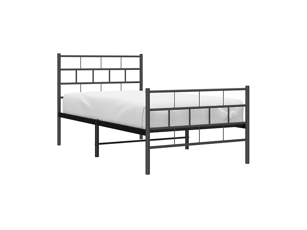 Cama 100x200 cm con cabecero y estribo metal negro ES84477