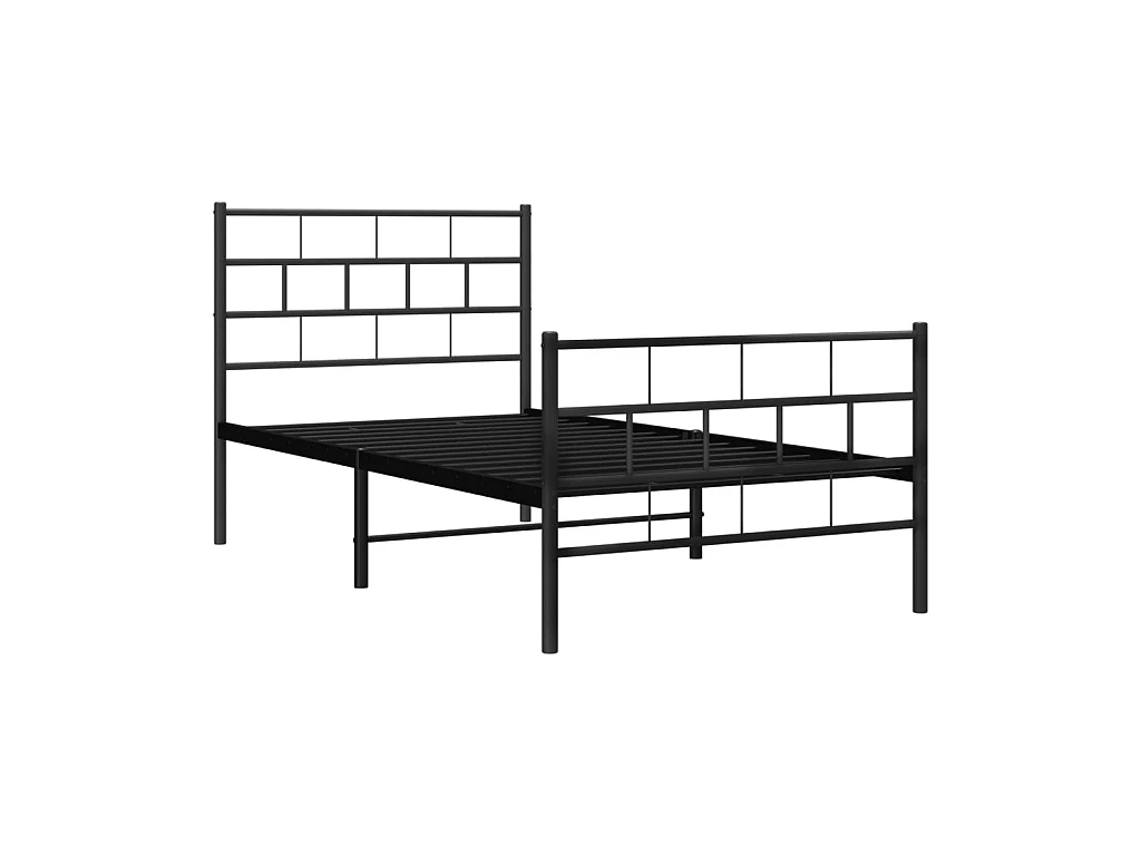 Cama 100x200 cm con cabecero y estribo metal negro ES84477