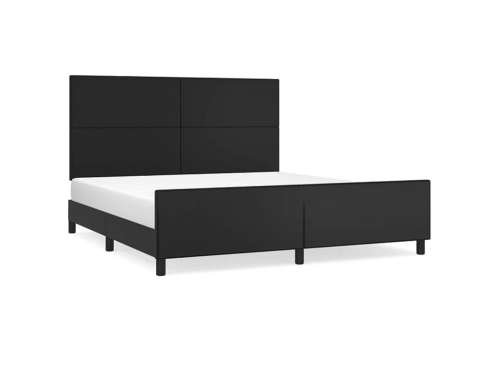 Cama 180x200 cm con cabecero cuero sintético negro ES57717
