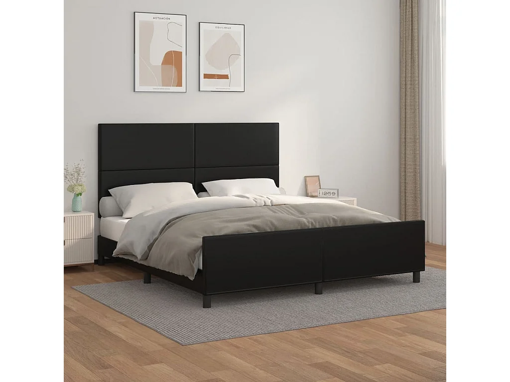 Lit-180x200 cm avec tête de lit Noir Similicuir EGGB98867