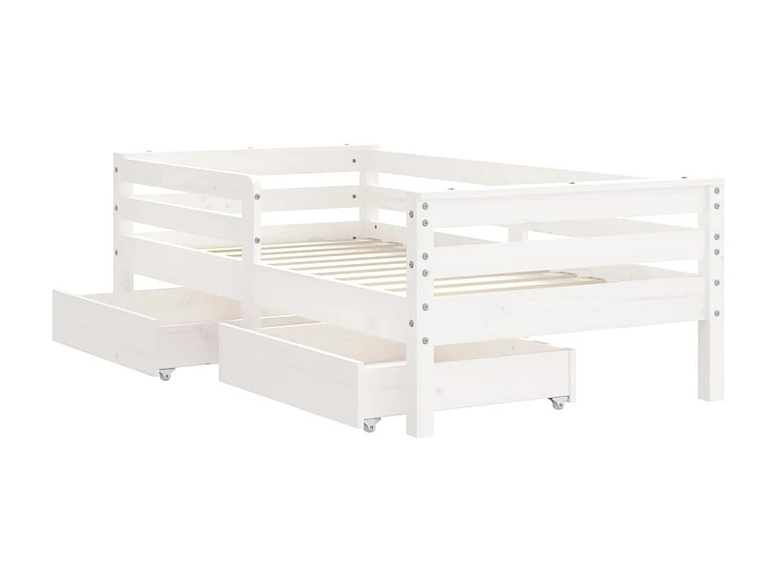 Lit-70x140 cm enfant tiroirs blanc bois de pin massif EGGB33972
