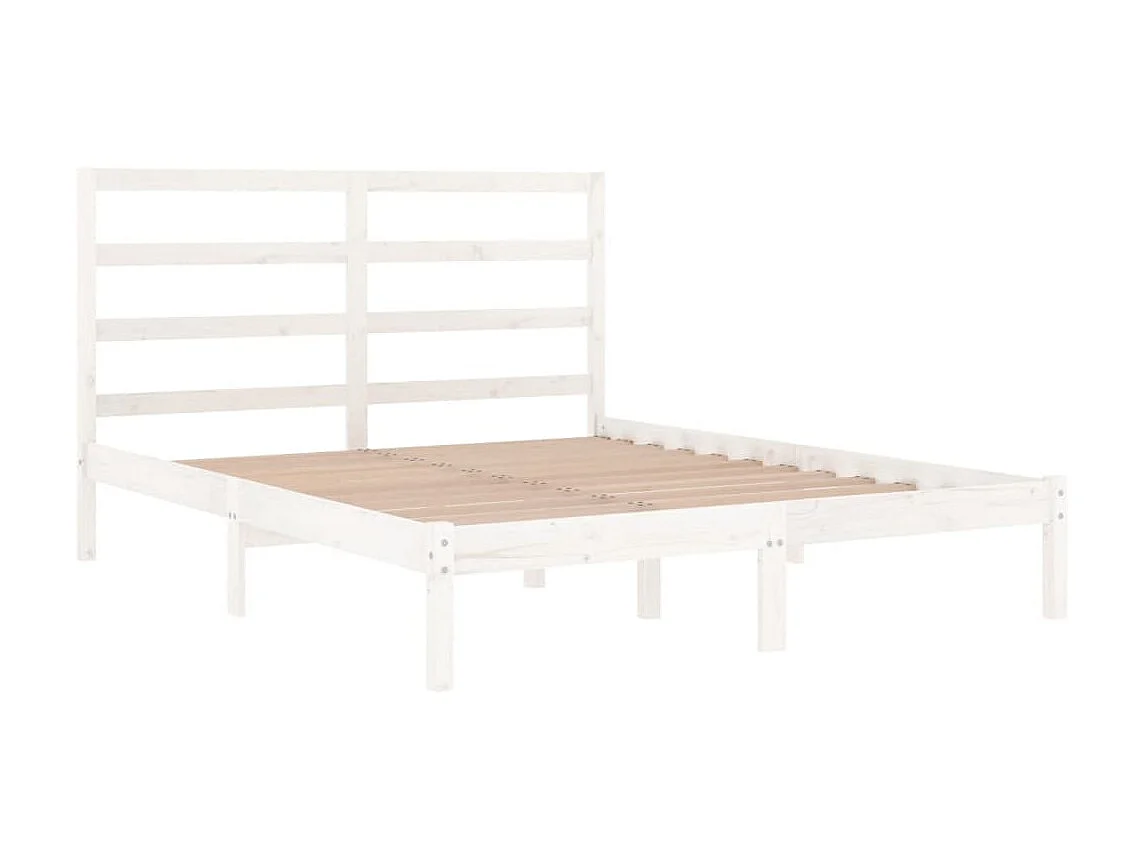 Cama 120x200 cm pinho maciço branco PT392957