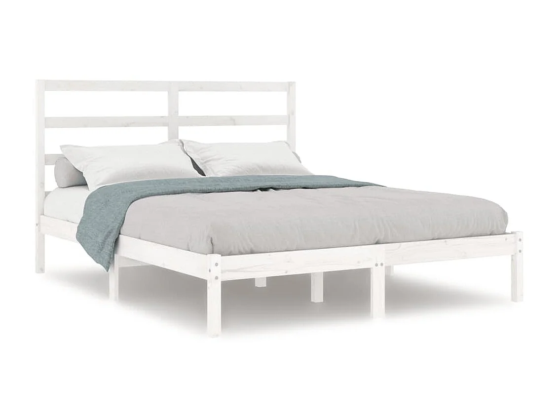 Cama 120x200 cm pinho maciço branco PT392957