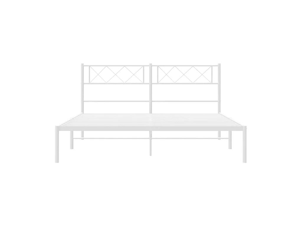 Cama 140x190 cm de metal con cabecero blanca ES29237
