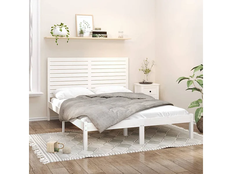 Cama 120x200 cm madeira maciça branco PT447346