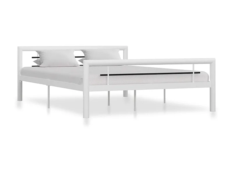 Cama 160x200 cm metal branco e preto PT620898