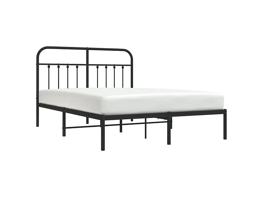 Lit-140x200 cm métal avec tête de lit noir EGGB92360
