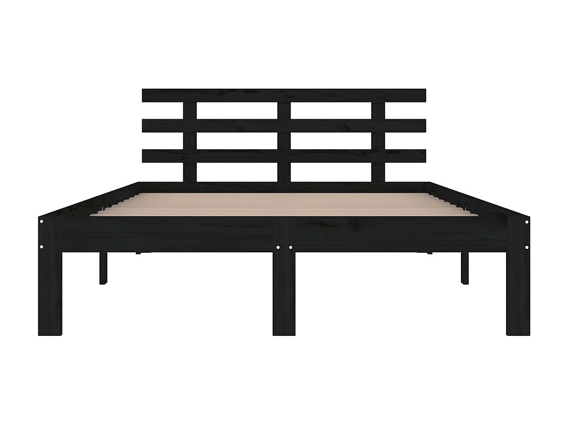 Lit-200x200 cm Noir Bois massif EGGB71514