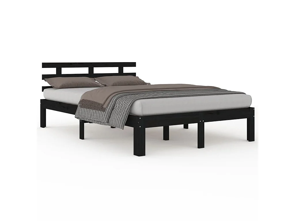 Lit-200x200 cm Noir Bois massif EGGB71514