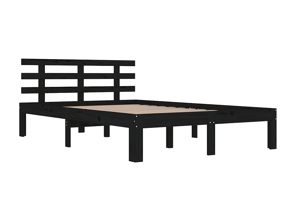 Lit-200x200 cm Noir Bois massif EGGB71514