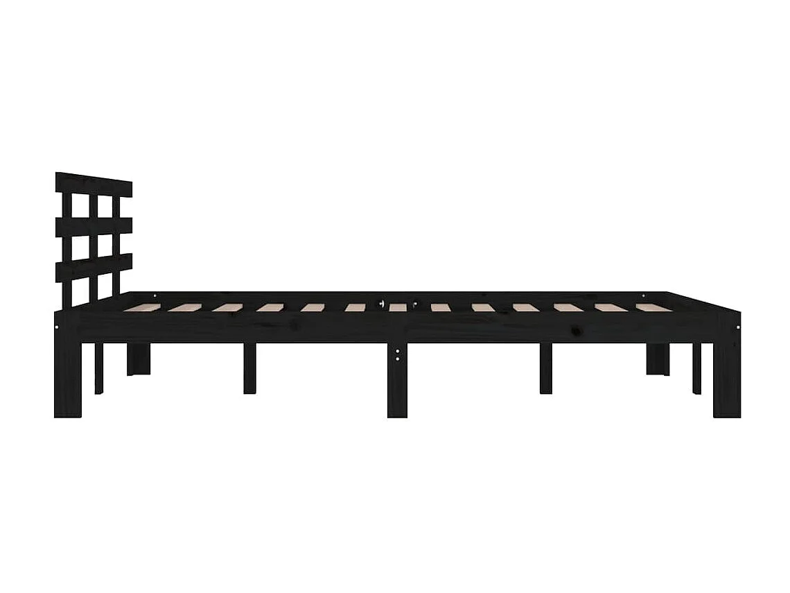 Lit-200x200 cm Noir Bois massif EGGB71514