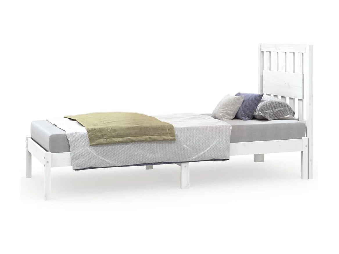 Lit-75x190 cm Blanc Bois de pin massif Petit simple EGGB17091