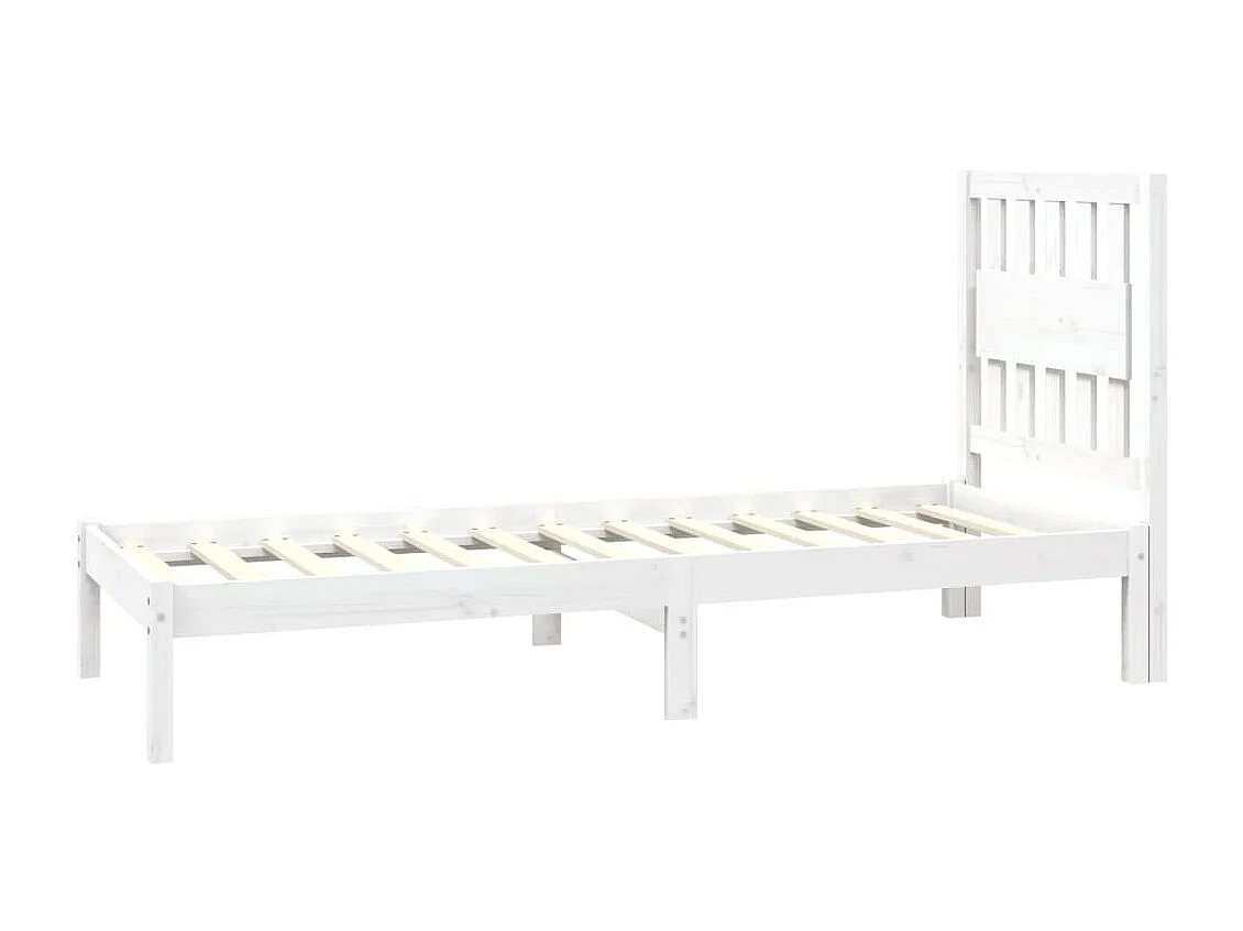 Lit-75x190 cm Blanc Bois de pin massif Petit simple EGGB17091