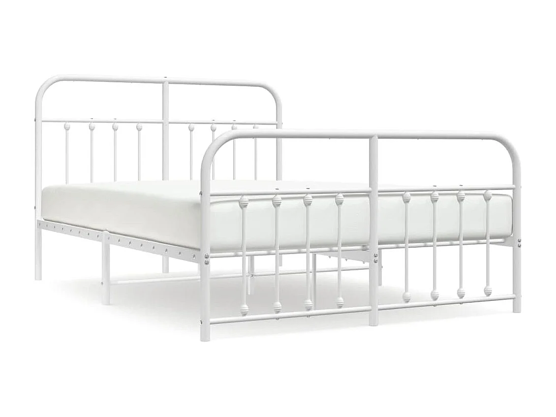 Cama com cabeceira e pés 140x200 cm metal branco PT669246