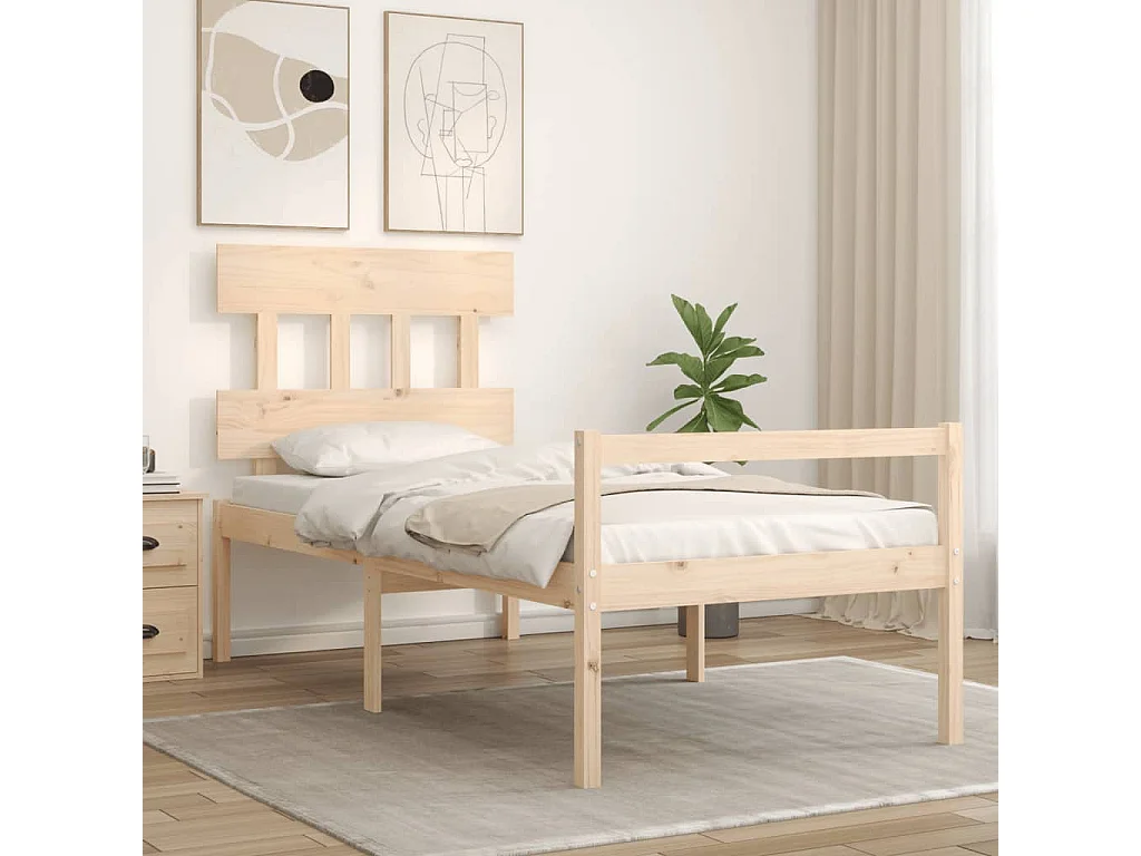 Seniorenbed met hoofdbord massief hout 90x200 cm NL44661