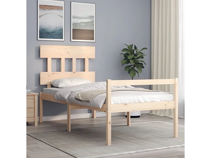 Seniorenbed met hoofdbord massief hout 90x200 cm NL44661