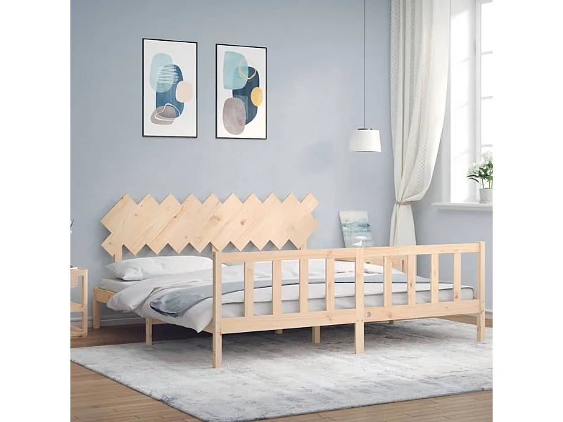 Bedframe met hoofdbord massief hout 200x200 cm NL79012