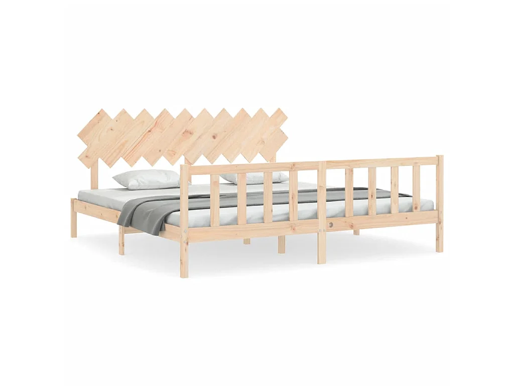 Lit-200x200 cm avec tête de lit bois massif EGGB56572