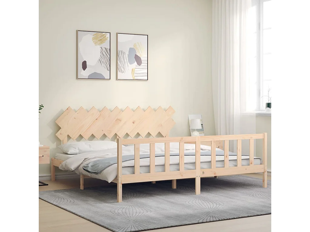 Bedframe met hoofdbord massief hout 200x200 cm NL79012