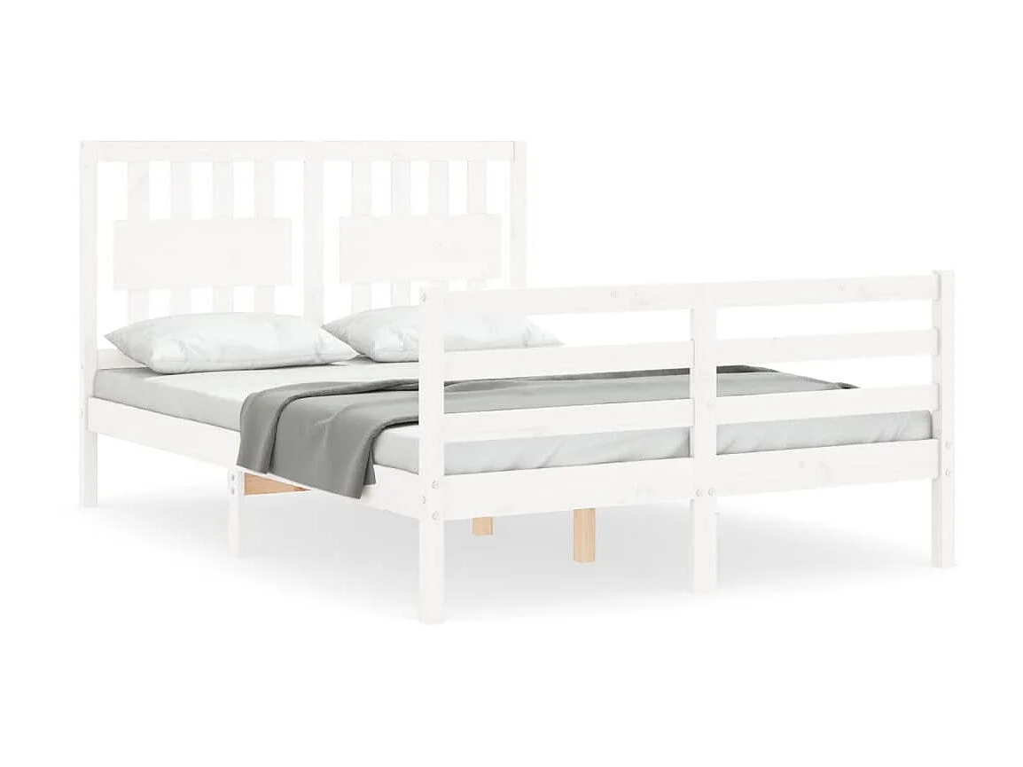 Lit-140x190 cm avec tête de lit blanc bois massif EGGB96094