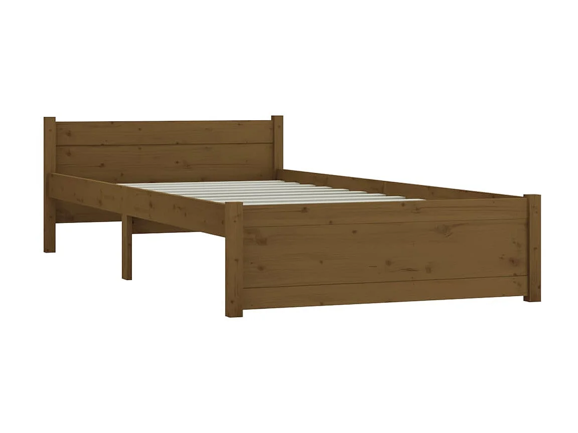 Lit-75x190 cm Marron miel Bois massif Petit simple EGGB27279