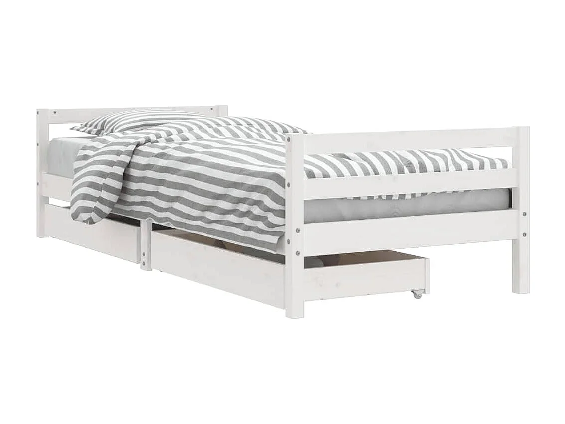 Lit-90x200 cm enfant tiroirs blanc bois de pin massif EGGB46727
