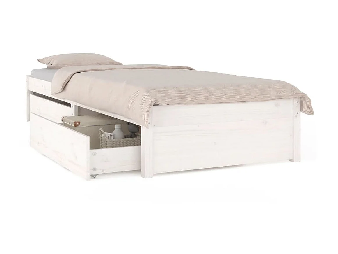 Lit-90x190 cm avec tiroirs Blanc Simple EGGB45258