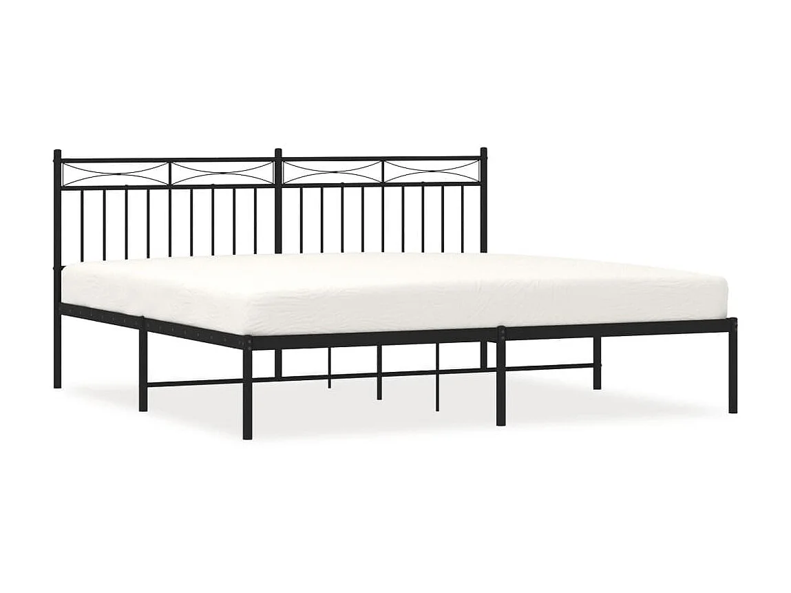 Lit-183x213 cm métal avec tête de lit noir EGGB26968