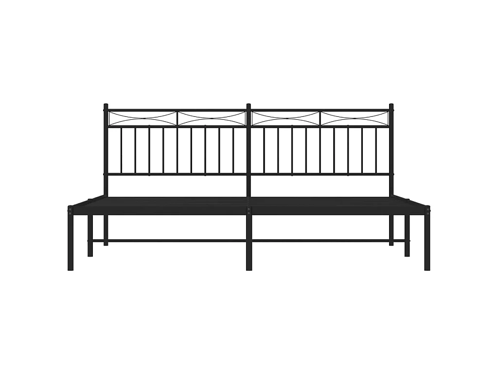 Lit-183x213 cm métal avec tête de lit noir EGGB26968
