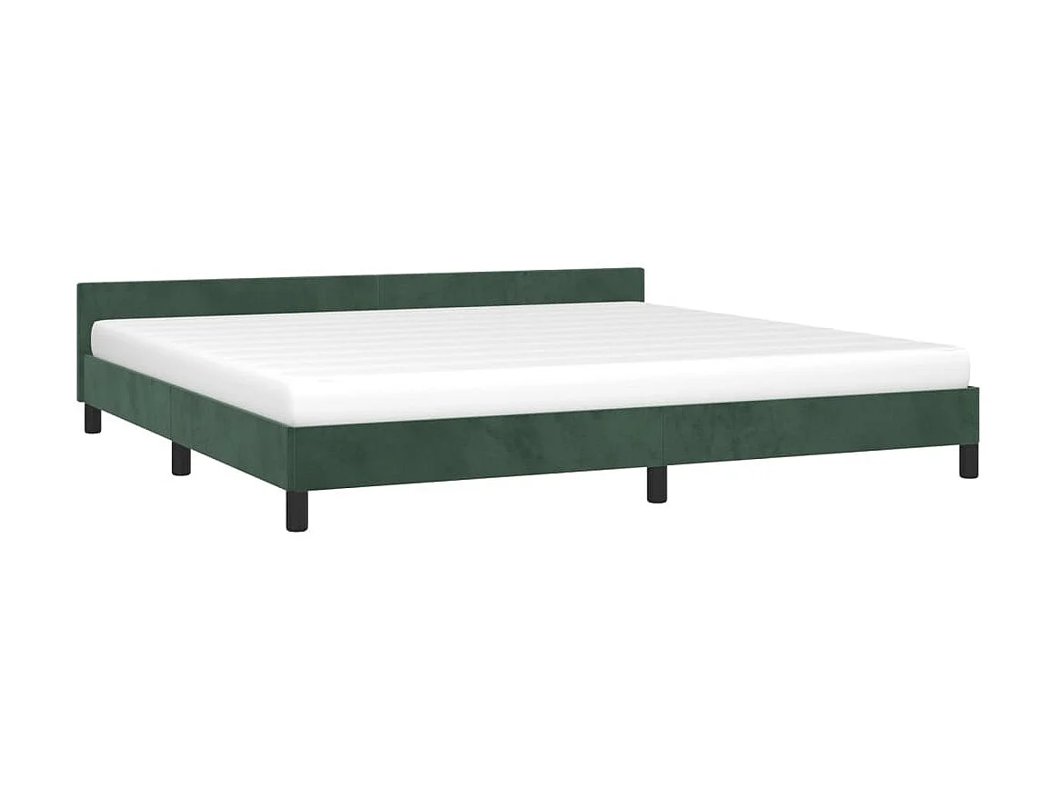 Lit-200x200 cm avec tête de lit Vert foncé Velours EGGB21392