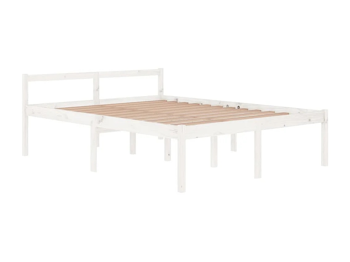Lit-150x200 cm pour personne âgée blanc bois de pin massif EGGB21858