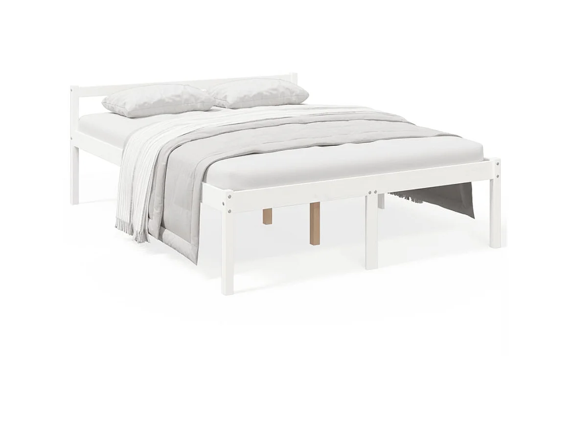 Lit-150x200 cm pour personne âgée blanc bois de pin massif EGGB21858