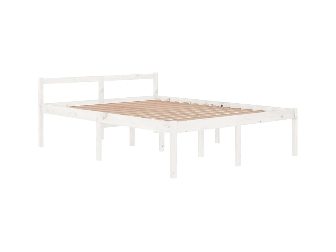 Lit-150x200 cm pour personne âgée blanc bois de pin massif EGGB21858