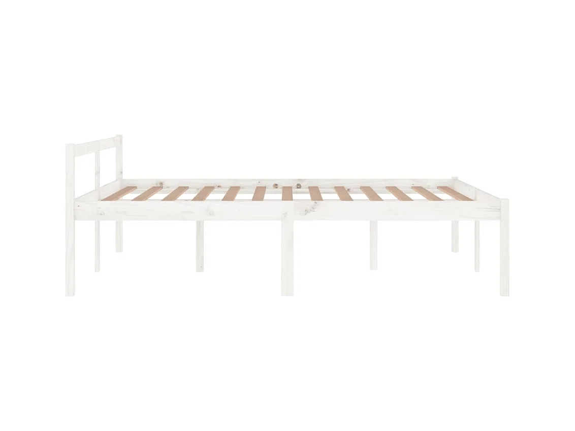Lit-150x200 cm pour personne âgée blanc bois de pin massif EGGB21858