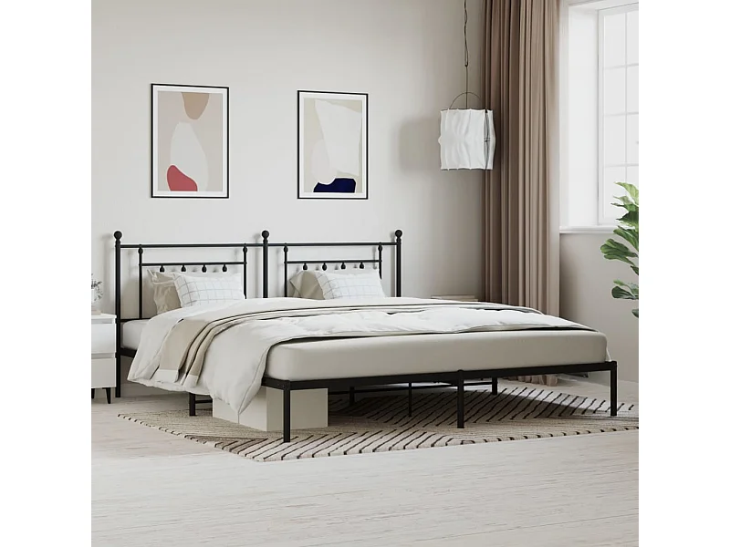 Cama com cabeceira 193x203 cm metal preto PT734119