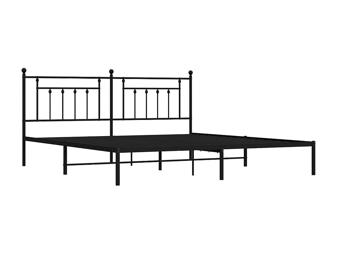 Cama com cabeceira 193x203 cm metal preto PT734119