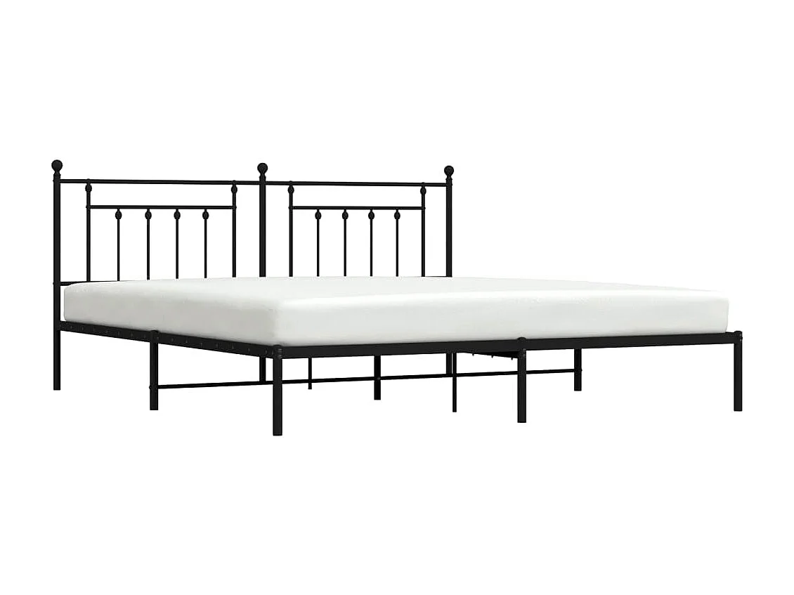 Lit-193x203 cm métal avec tête de lit noir EGGB95533