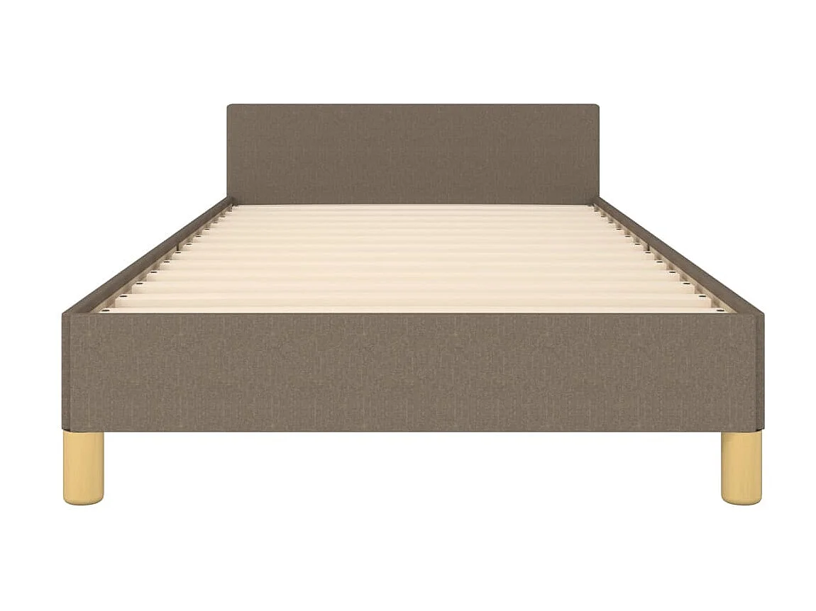 Cama + cabeceira 90x190 cm tecido castanho-acinzentado PT385581