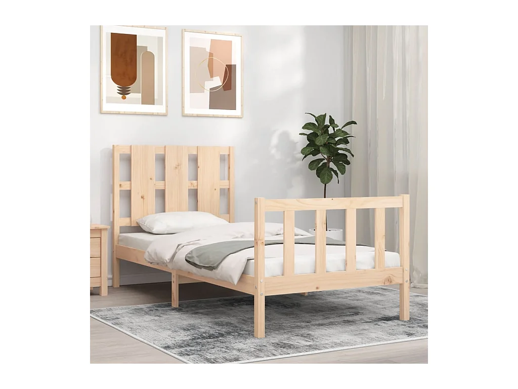Lit-90x190 cm avec tête de lit bois massif EGGB82351