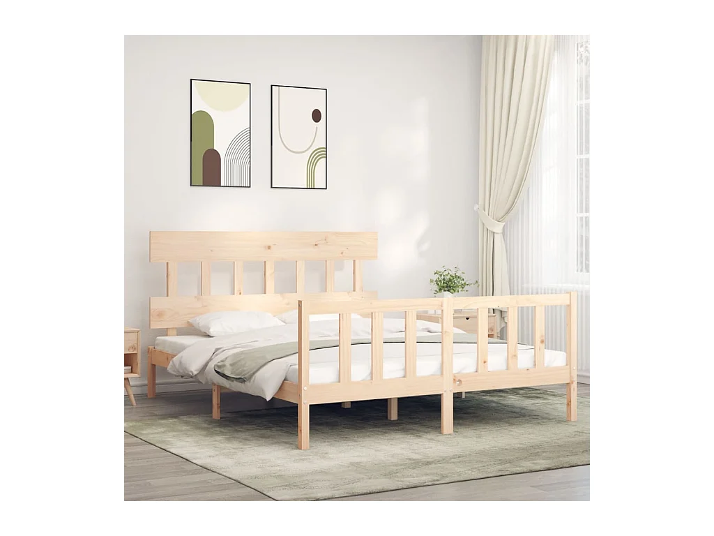 Lit-160x200 cm avec tête de lit bois massif EGGB37606