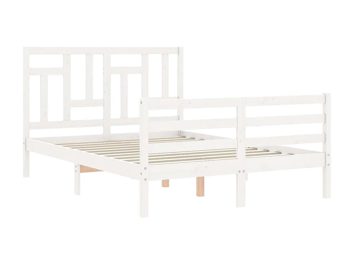 Bedframe met hoofdbord massief hout wit NL70735