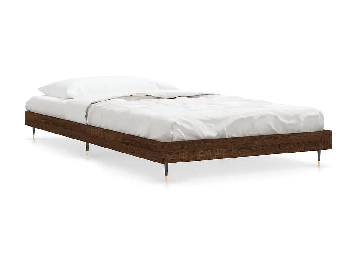 Cama 135x190 cm madera de ingeniería marrón roble ES23748