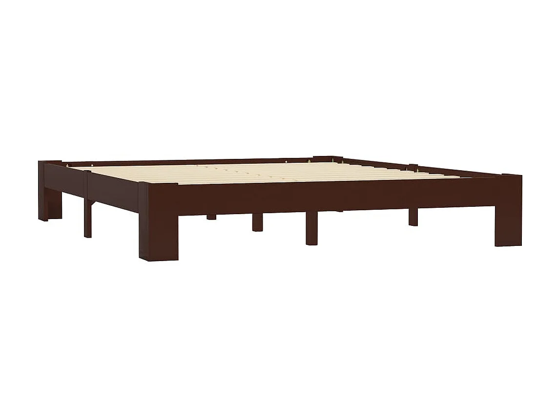 Lit-160x200 cm Marron foncéé Bois de pin massif EGGB10541