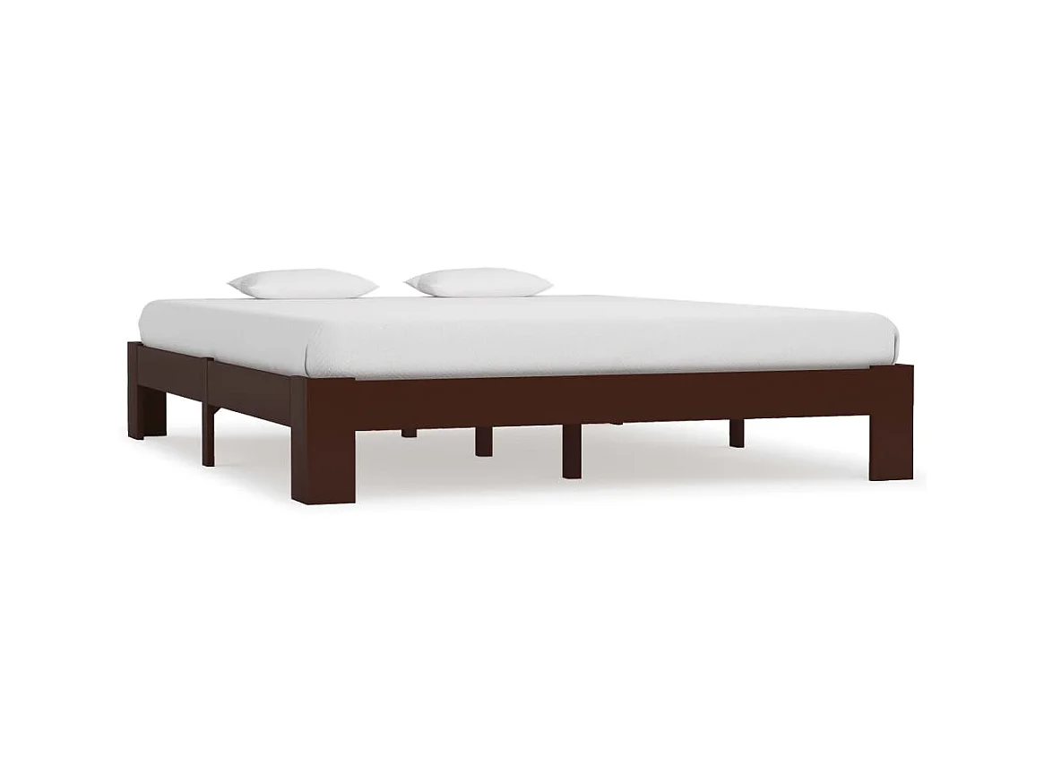 Lit-160x200 cm Marron foncéé Bois de pin massif EGGB10541