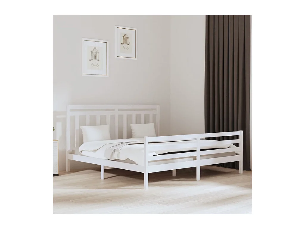 Lit-200x200 cm Blanc Bois massif EGGB26579