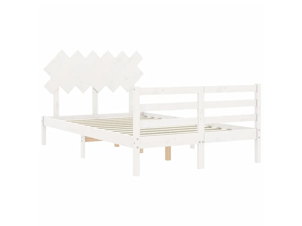 Lit-135x190 cm avec tête de lit blanc double bois massif EGGB25679